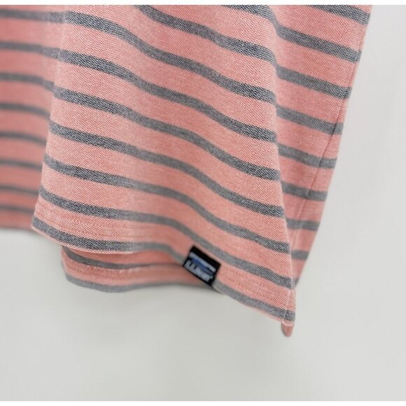 L.L.Bean Polo Shirt Men’s Muted Pink Striped Traditional Fit Sz L Preppy Classic - Picture 4 of 8